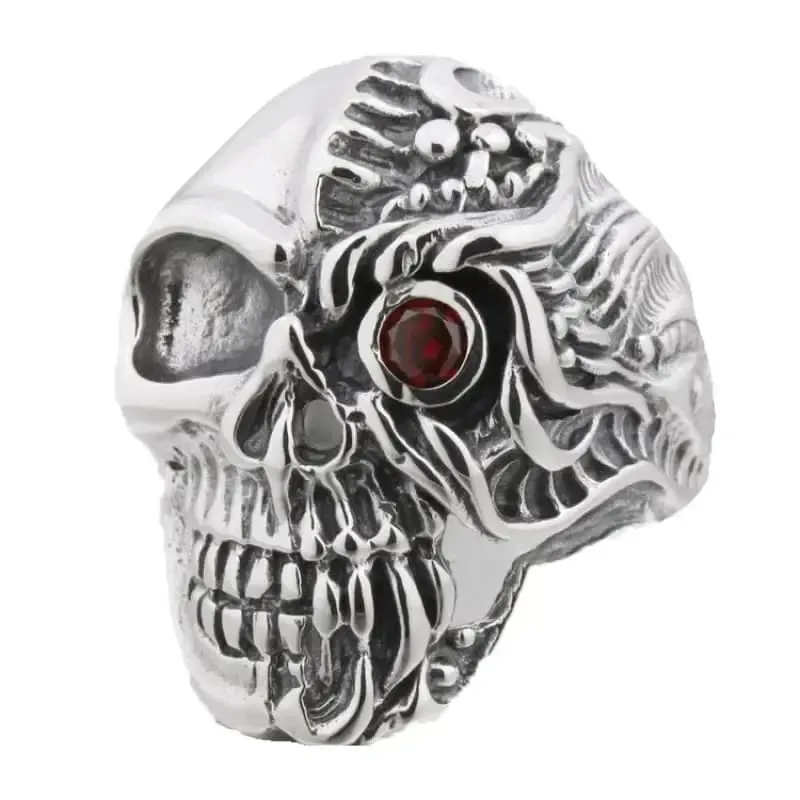 Bague motard œil de verre (Argent)