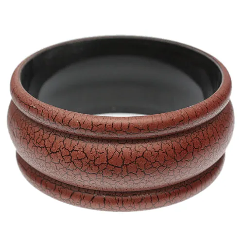 Brown Matte Crackle Bangle Bracelet