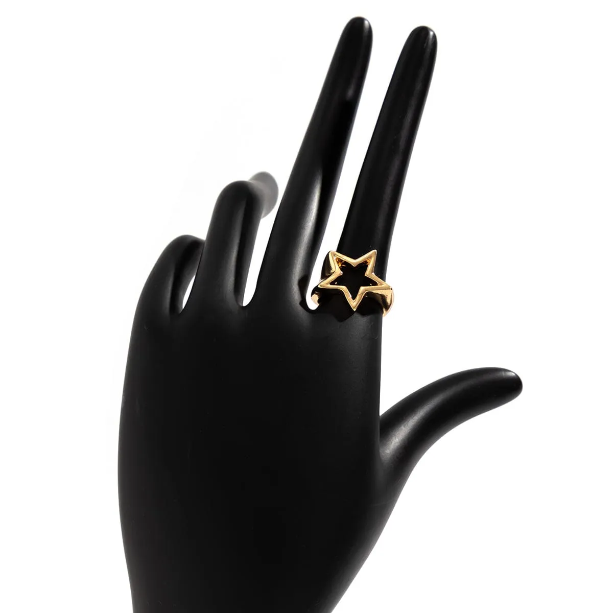 Chic Gold Silver Plated Hollow Star Open Ring