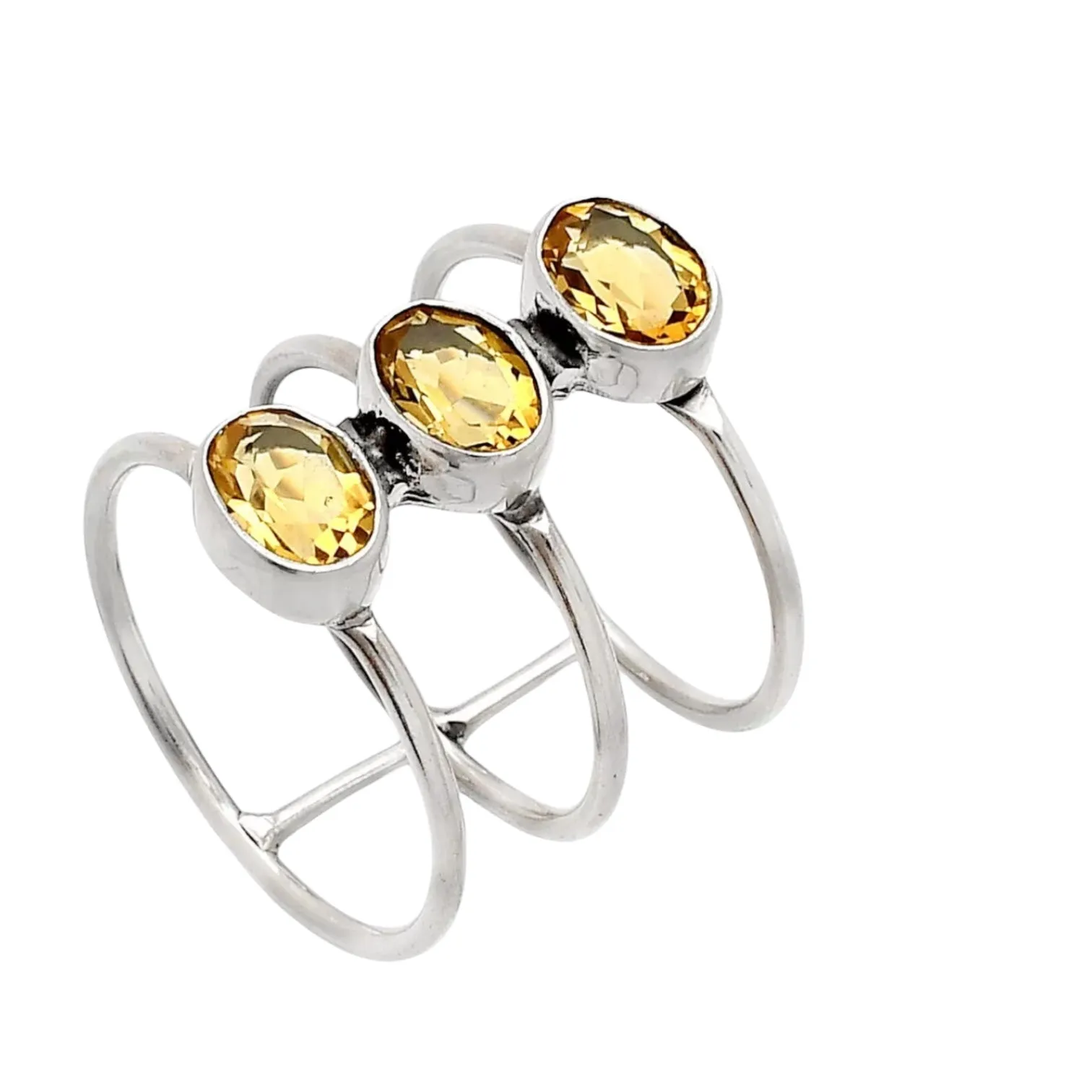 Citrine Solid 925 Sterling Silver Ring 7