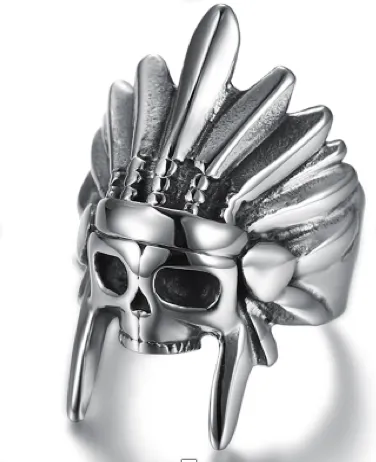 Feathered Head Skull - Stainless Steel 316L