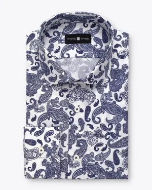 Large Navy Paisley Print