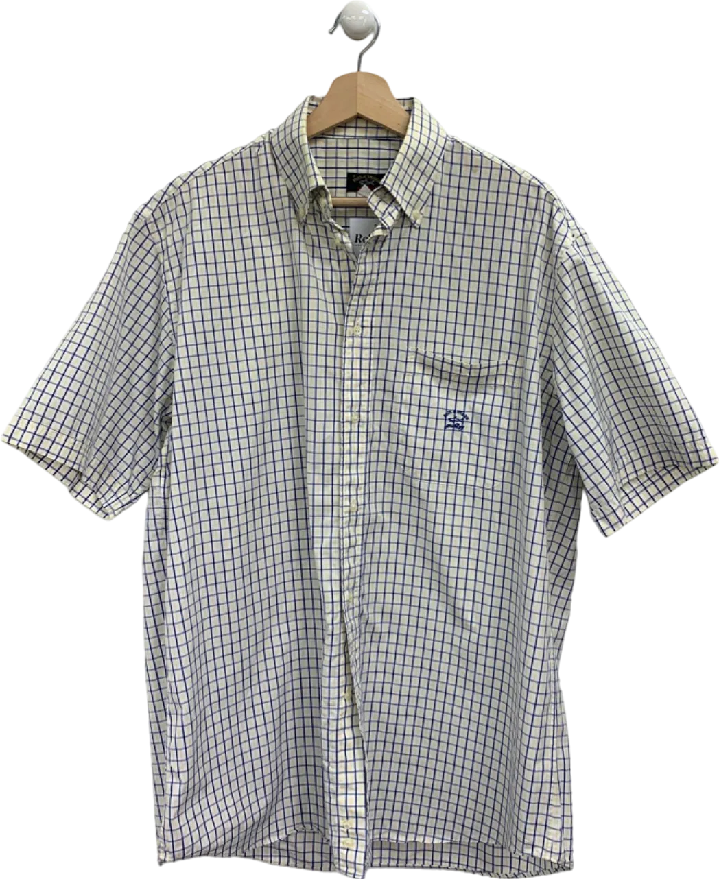 Paul & Shark White/Blue Checked Short Sleeve Shirt UK L