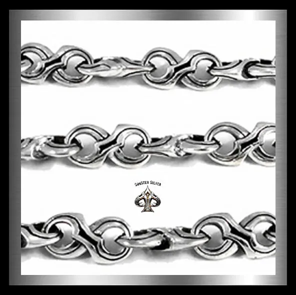 Sterling Silver Mens Heavy Tribal Link Biker Necklace