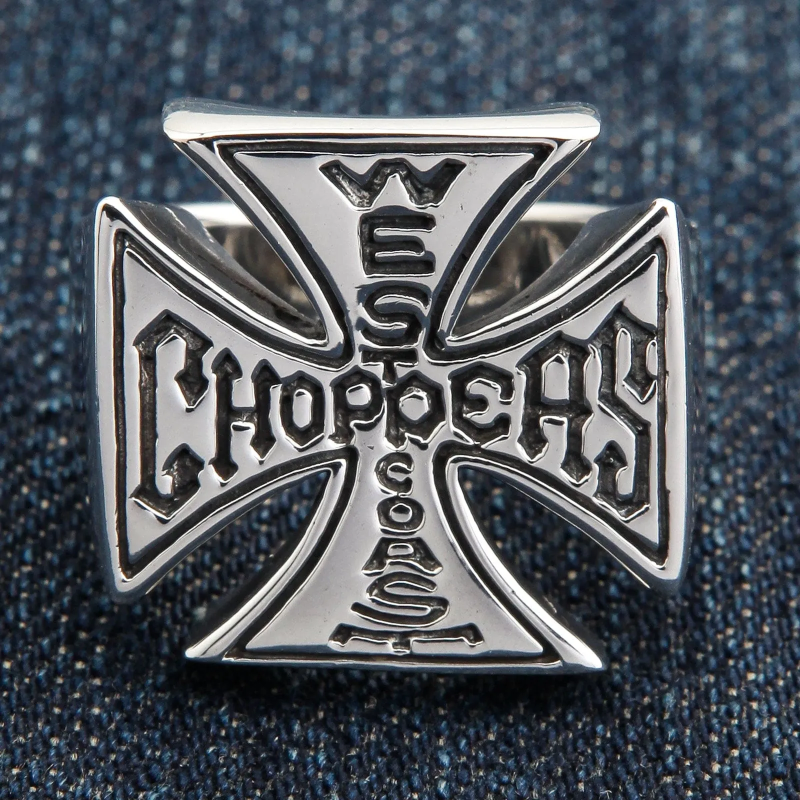 Westcoast Cross Choppers Sterling Silver Biker Ring
